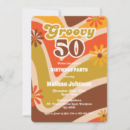 Retro Wave-Daisy Groovy 50:e födelsedagen Inbjudningar
