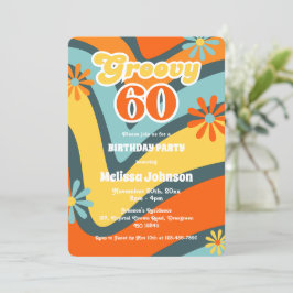 Retro Wave-Daisy Groovy 60:e Gröntens födelsedag Inbjudningar