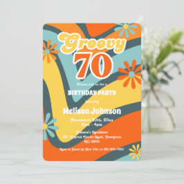 Retro Wave-Daisy Groovy 70:e Gröntens födelsedag Inbjudningar