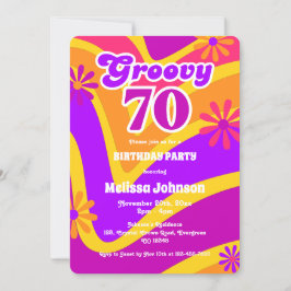 Retro Wave-Daisy Groovy 70:e Orangens födelsedag Inbjudningar