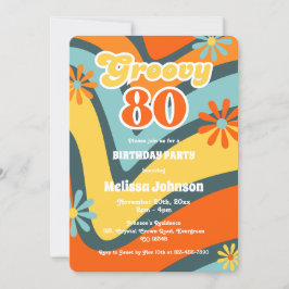 Retro Wave-Daisy Groovy 80:e Gröntens födelsedag Inbjudningar