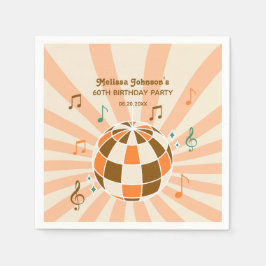 Retro Wave Disco Boll Musical Orange Birthday Pappersservett