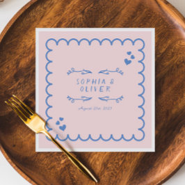 Retro Wave Doodle illustrerade handskriven Bröllop Pappersservett