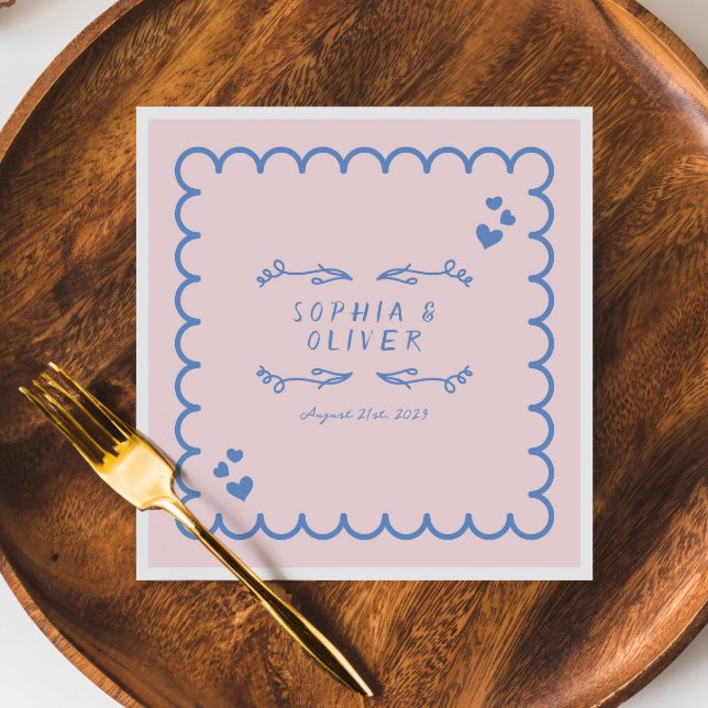 Retro Wave Doodle illustrerade handskriven Bröllop Pappersservett (Skapare uppladdad)