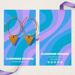 Retro Wave Earring Necklace Jewelry Visning Card Visitkort