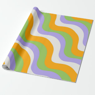 Retro Wave Groovy Curl Lagrar Abstrakt Y2k Mönster Presentpapper