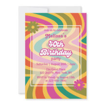 Retro Wave Groovy Flower Lila 40:e födelsedagen