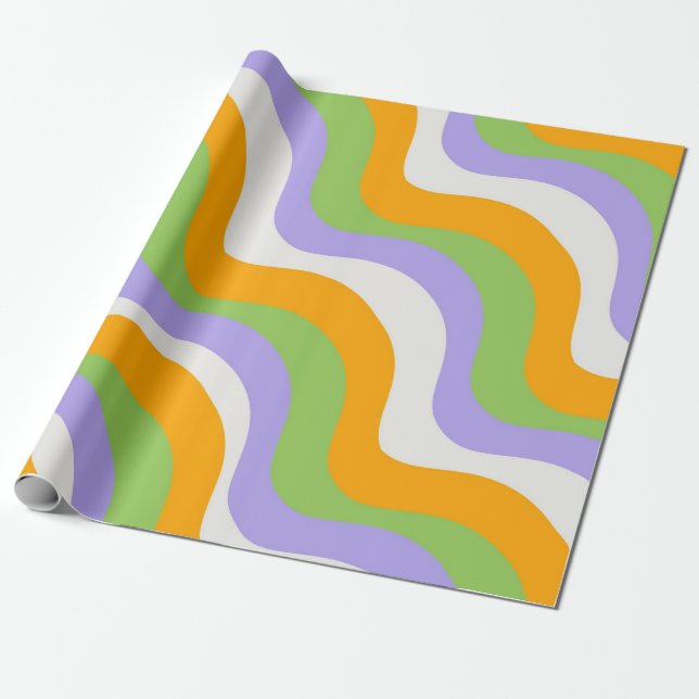 Retro Wave Groovy Locklag Abstract Y2k Mönster Presentpapper (Utrullad)