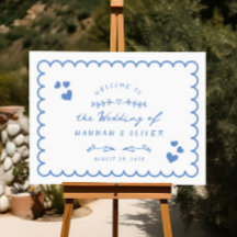 Retro Wave Illustrated Doodle Bröllop Välkommen Si