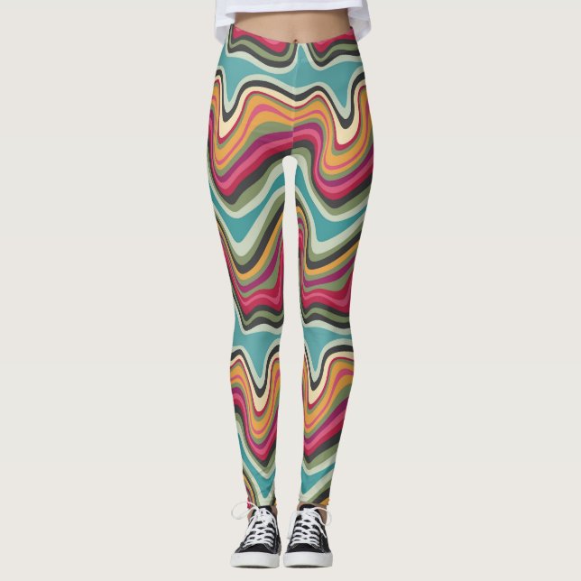 retro wave MANA Leggings (Framsida)