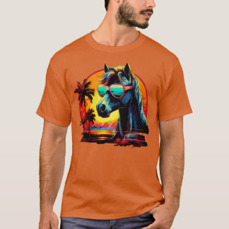 Retro Wave Mustang Horse T Shirt
