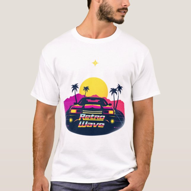 “Retro Wave” Neon Drive T Shirt (Framsida)