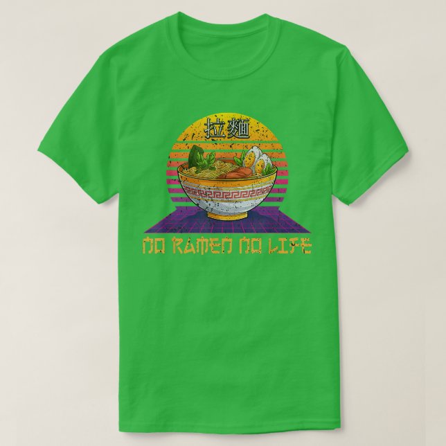Retro Wave No Ramen No Life Japan Noodles T Shirt (Design framsida)