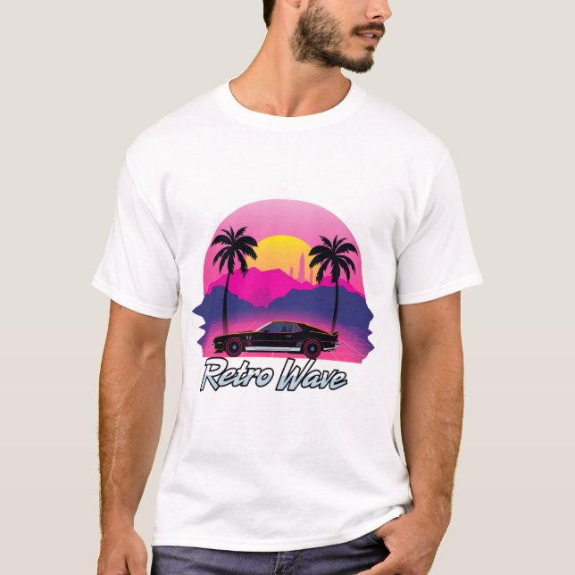 “Retro Wave” Sunset Graphic T Shirt (Framsida)