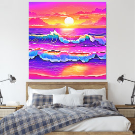 Retro Wave Sunset Serenity Canvastryck