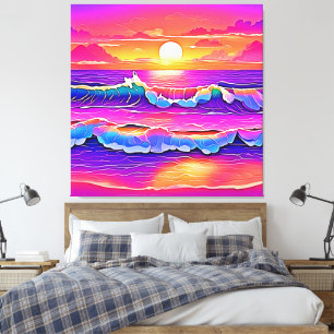 Retro Wave Sunset Serenity Canvastryck