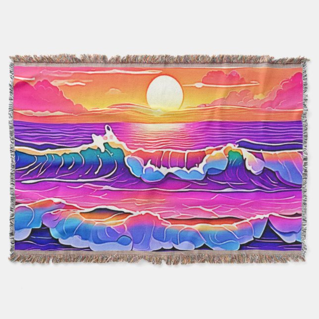 Retro Wave Sunset Serenity Filt (Framsidan)