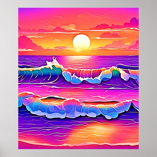 Retro Wave Sunset Serenity Poster (Framsidan)