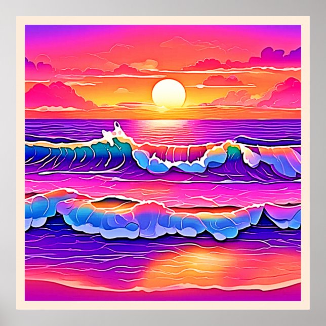 Retro Wave Sunset Serenity Poster (Framsidan)