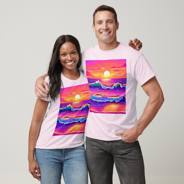 Retro Wave Sunset Serenity T Shirt (Unisex)