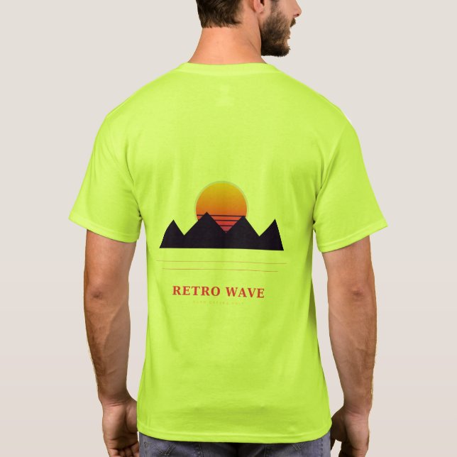 Retro Wave Synthwave Solnedgång T-Shirt (Baksida)