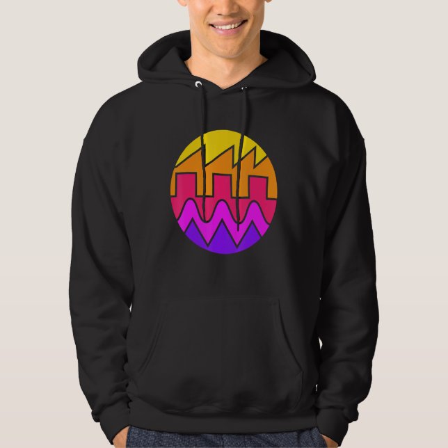 Retro Waveform Synthesizer Ljud Wave Electronic M Hoodie (Framsida)