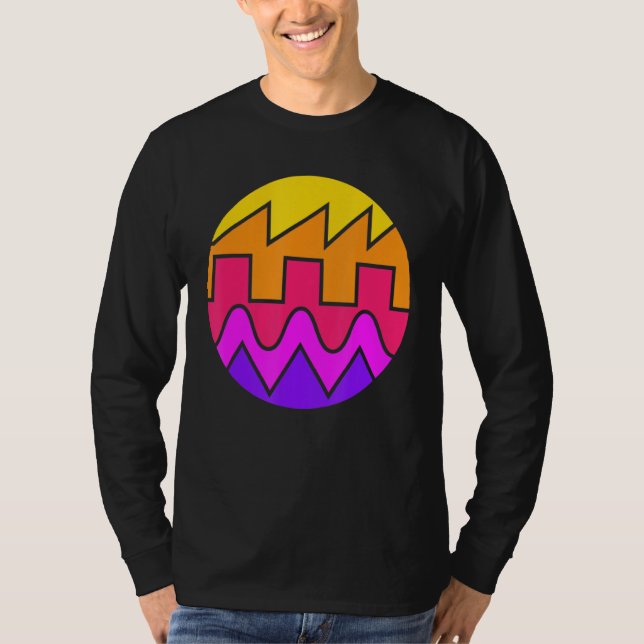 Retro Waveform Synthesizer Ljud Wave Electronic M T Shirt (Framsida)