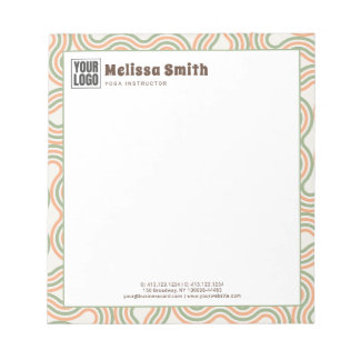 Retro Wavy Abstract Pattern Business Logo Notepad Anteckningsblock