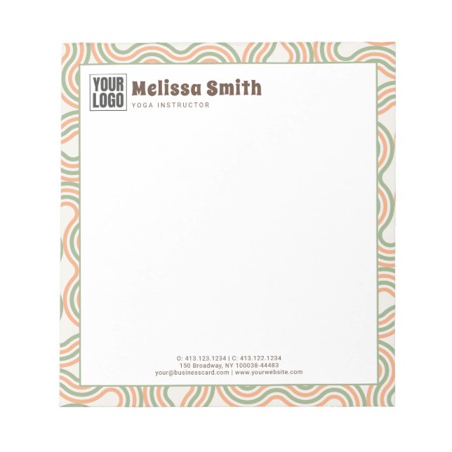 Retro Wavy Abstract Pattern Business Logo Notepad Anteckningsblock (Framsida)