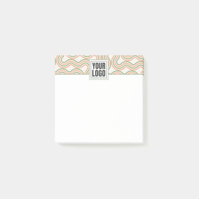 Retro Wavy Abstract Pattern Business Post-it Block (Framsida)