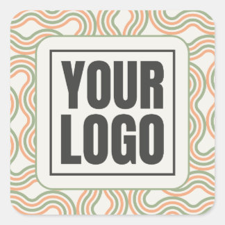 Retro Wavy Abstract Pattern Business Sticker Fyrkantigt Klistermärke