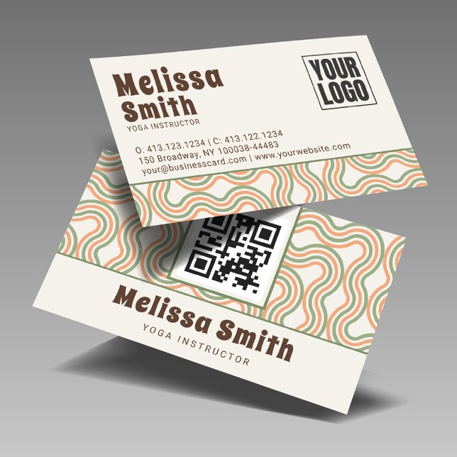 Retro Wavy Abstract Pattern Custom  Visitkort (Skapare uppladdad)