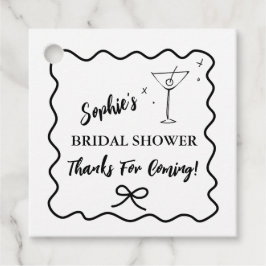 Retro Wavy Bröllopsduschtackkort Taggar Martinigla Gåvor Etiketter
