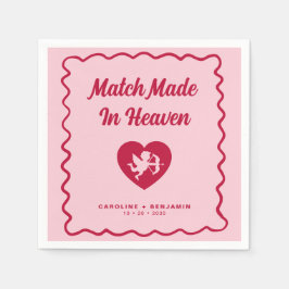 Retro Wavy Match Made In Heaven Cupid Wedding Pappersservett