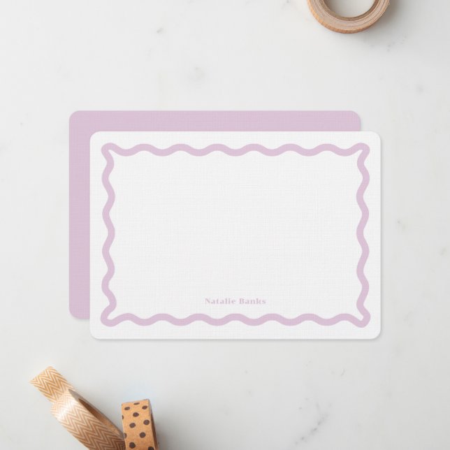 Retro Wavy Personalized Stationery Anteckningskort (Fram/Back In Situ)