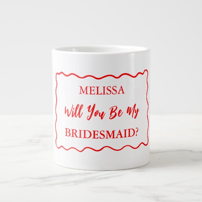 Retro Wavy Will You Be My Bridesmaid Förslag 20oz Jumbo Mugg (Framsidan)