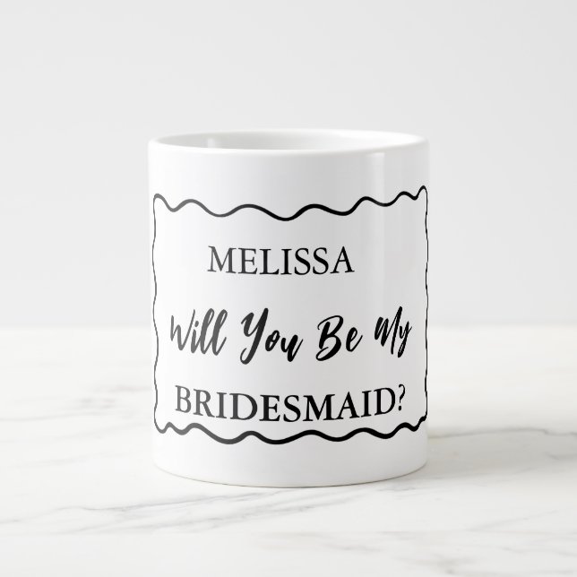 Retro Wavy Will You Be My Bridesmaid Förslag 20oz Jumbo Mugg (Framsidan)
