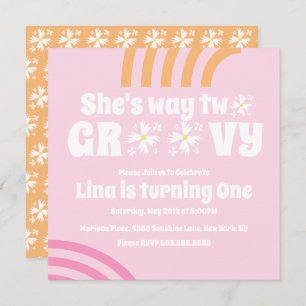Retro Way Two Groovy Daisy Flower Birthday