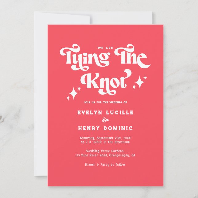 Retro We are Tying the knot Red Wedding Inbjudningar (Framsida)
