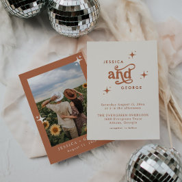 Retro Wedding Inve, Terracotta Boho Inbjudningar