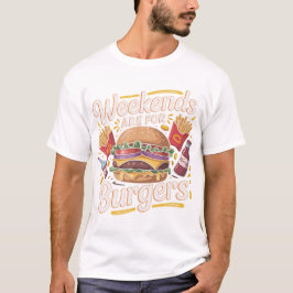 Retro Weekend Burger Lover Typography Design T Shirt