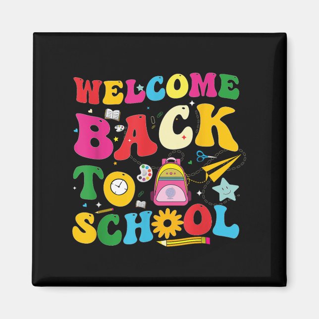 Retro Welcome Back to school Lacher-uppskattning Magnet (Framsidan)