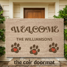 Retro Welcome Pet Tassar Family Namn Coir