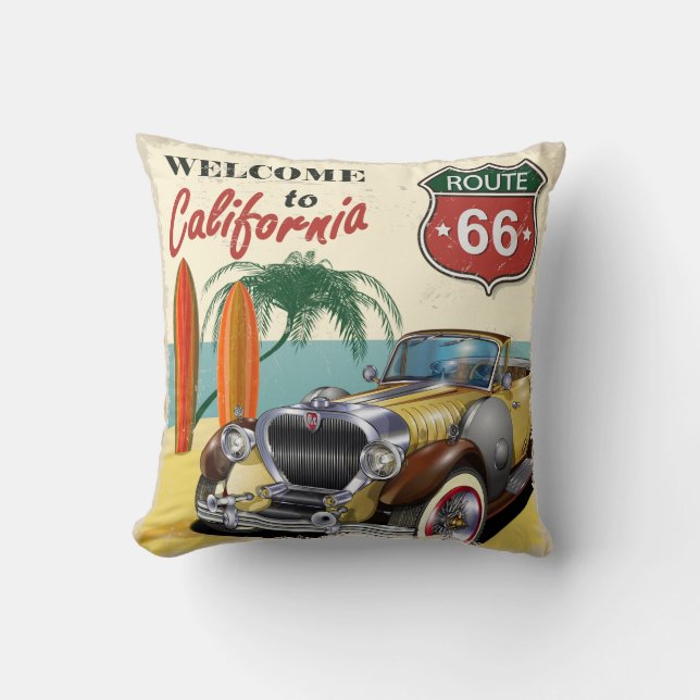 Retro "Welcome to California" Route 66 poster. Kudde (Framsida)