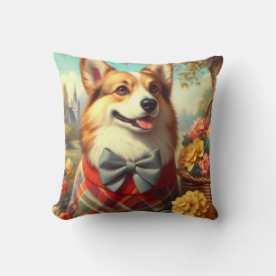 Retro Welsh Corgi Cardigan Painting Kudde