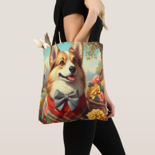 Retro Welsh Corgi Cardigan Painting Tygkasse