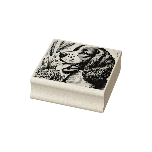 Retro Welsh Springer spanel Brown White Art Stämpel (Stämpel)