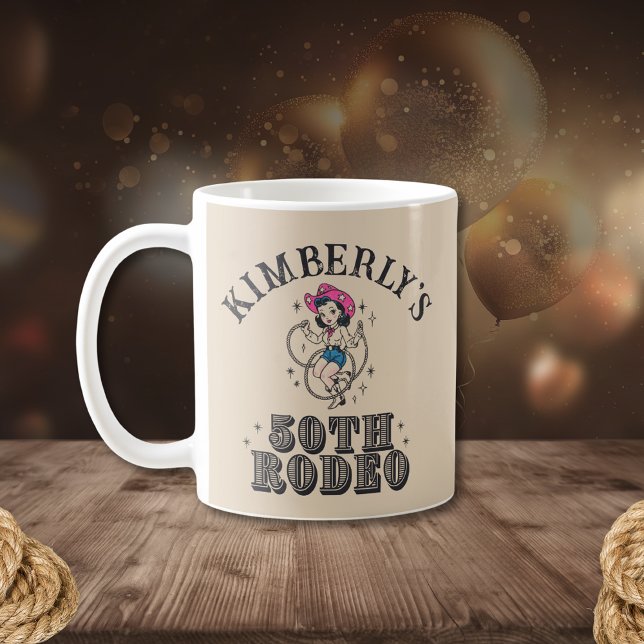Retro Western 50th Rodeo Birthday Kaffemugg (Skapare uppladdad)