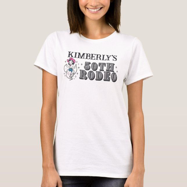 Retro Western 50th Rodeo Birthday T Shirt (Framsida)