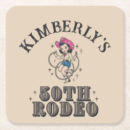 Retro Western 50th Rodeo Birthday Underlägg Papper Kvadrat